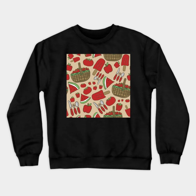 Red Picnic Pattern Food Crewneck Sweatshirt by MSBoydston